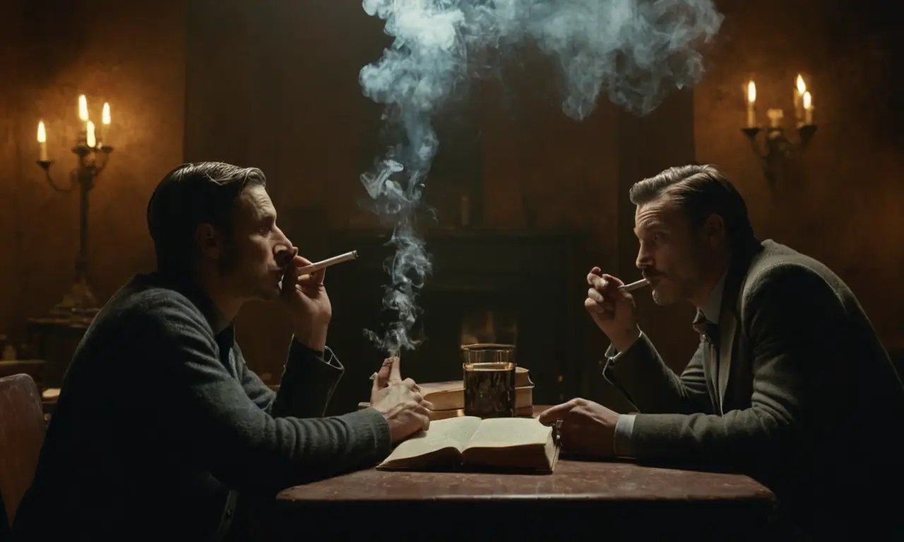 Dos hombres enfrentados, separados por la oscuridad y el silencio